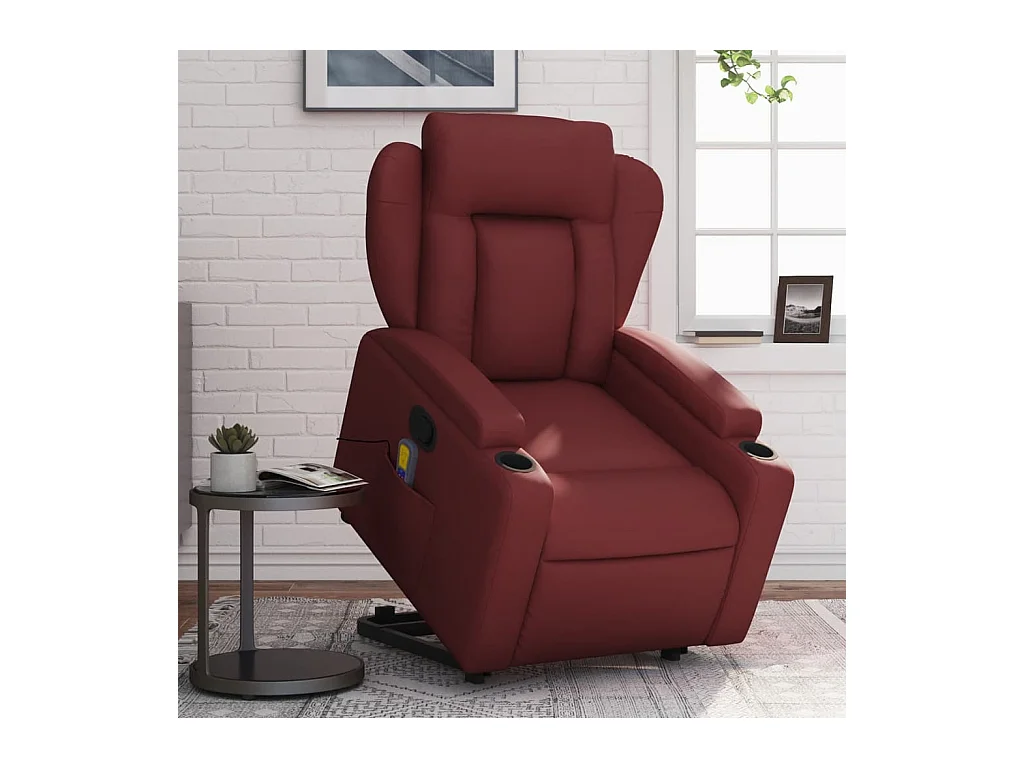 Sillón reclinable de masaje de pie cuero artificial rojo tinto YOE57449