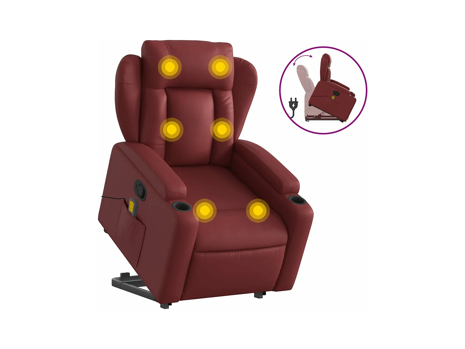 Fauteuil inclinable de massage Rouge bordeaux Similicuir REO15882