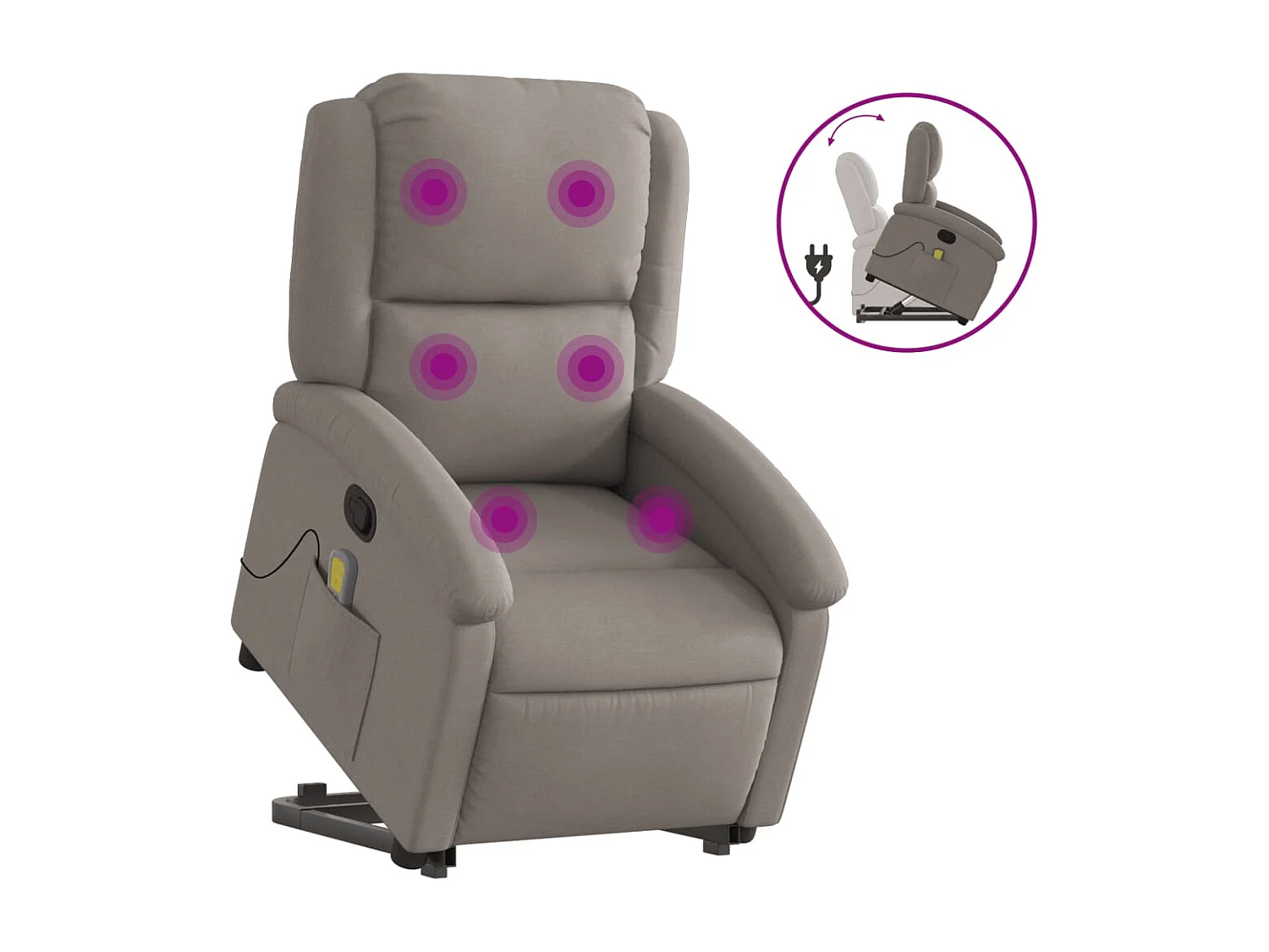 Fauteuil inclinable de massage Taupe Tissu REO81129