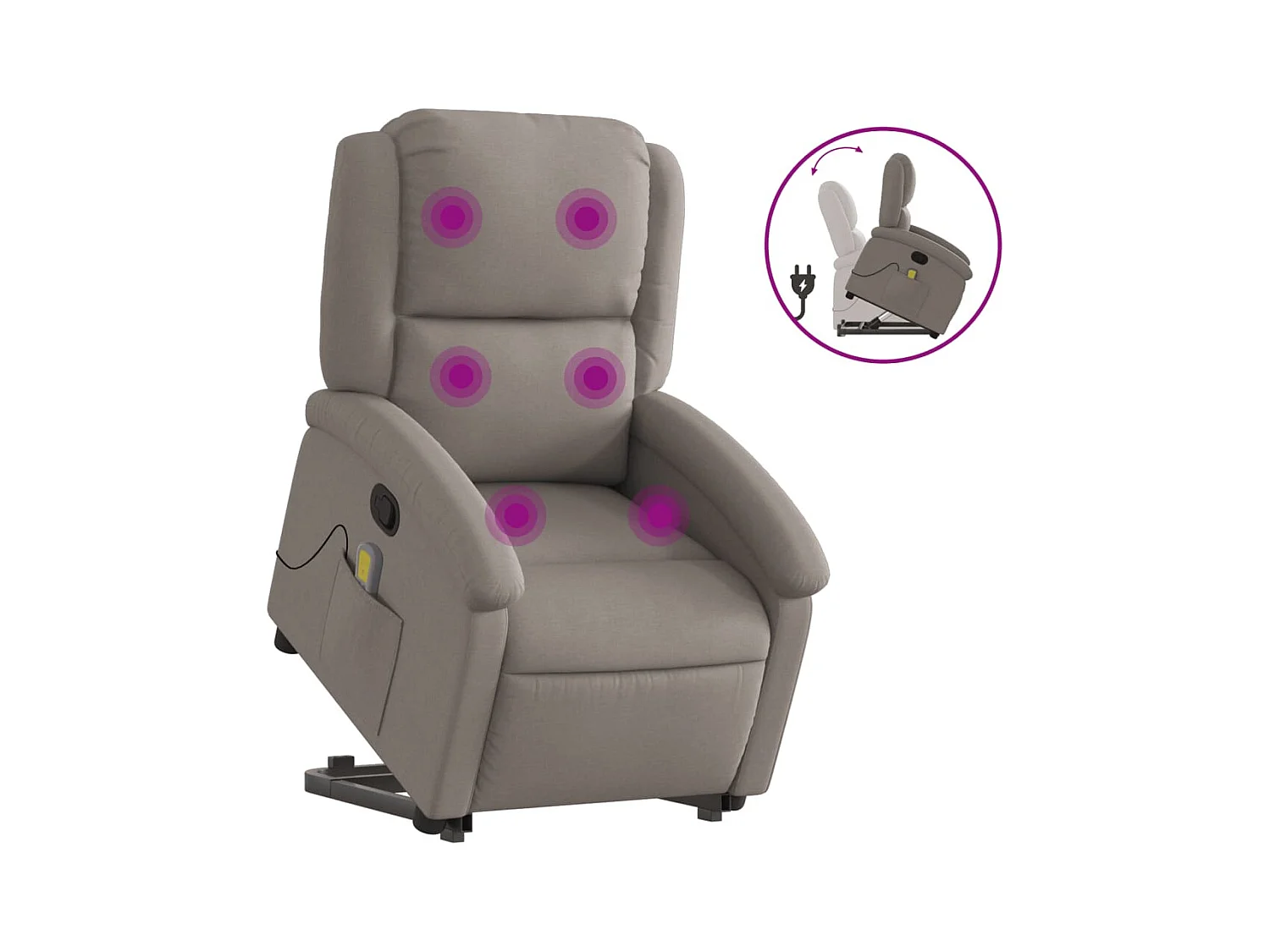 Fauteuil inclinable de massage Taupe Tissu REO81129