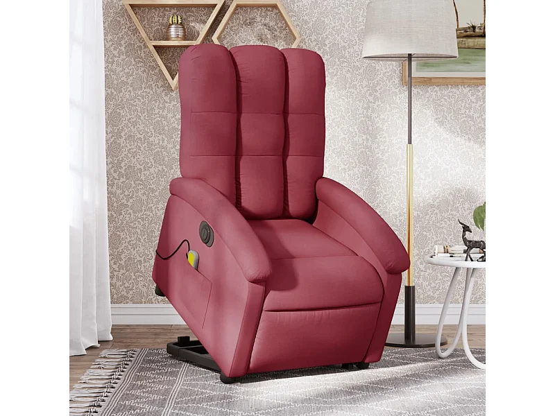 Fauteuil inclinable de massage électrique Rouge bordeaux Tissu REO46176