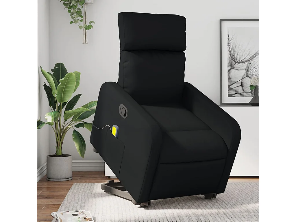 Fauteuil inclinable de massage Noir Similicuir REO93590