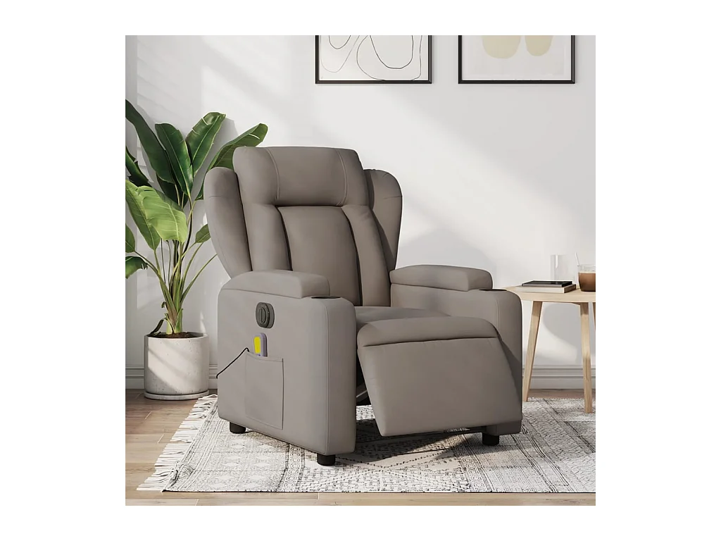 Fauteuil de massage inclinable électrique Taupe Tissu REO29642