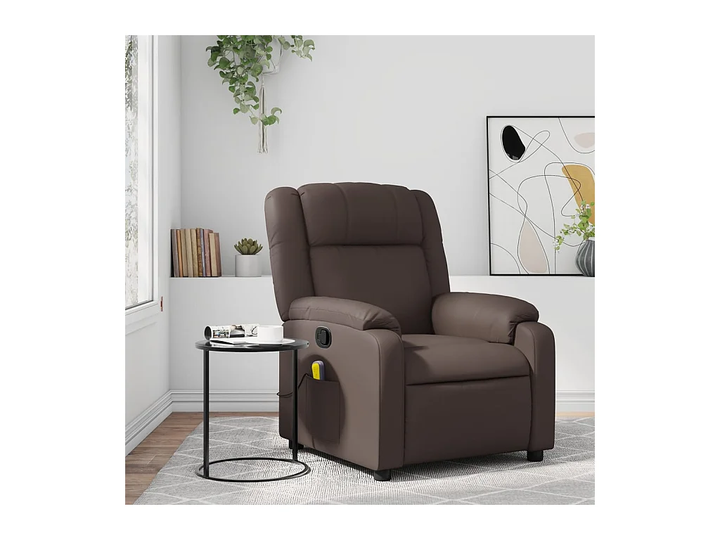 Fauteuil de massage inclinable Marron Similicuir REO95506
