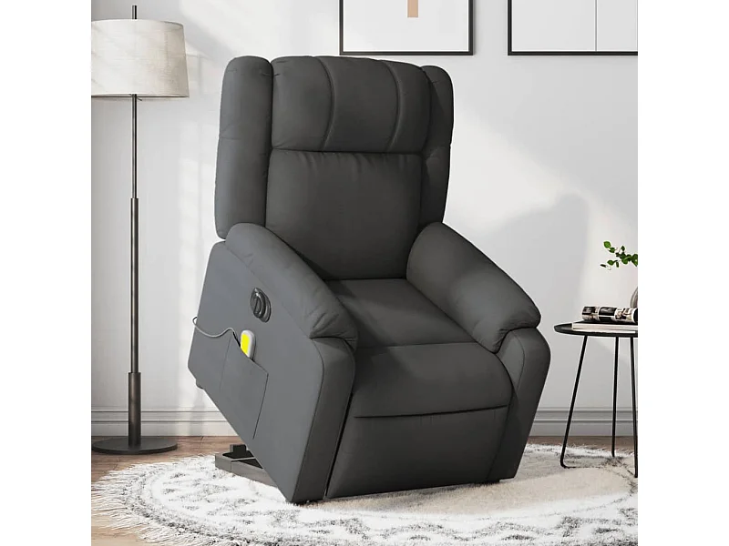 Sillón de masaje eléctrico reclinable elevable tela gris oscuro YOE78176
