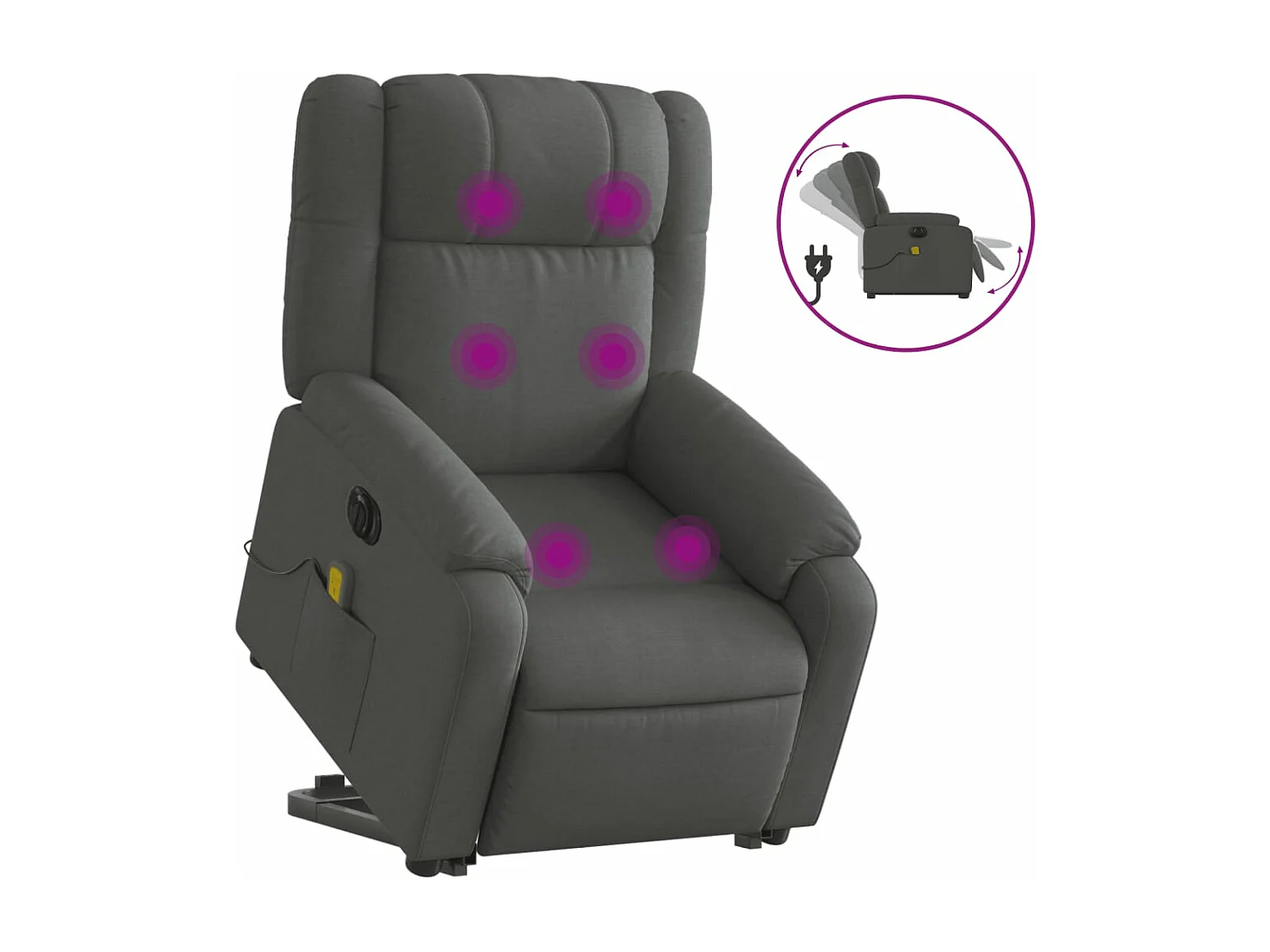Fauteuil inclinable de massage électrique Gris foncé Tissu REO29461