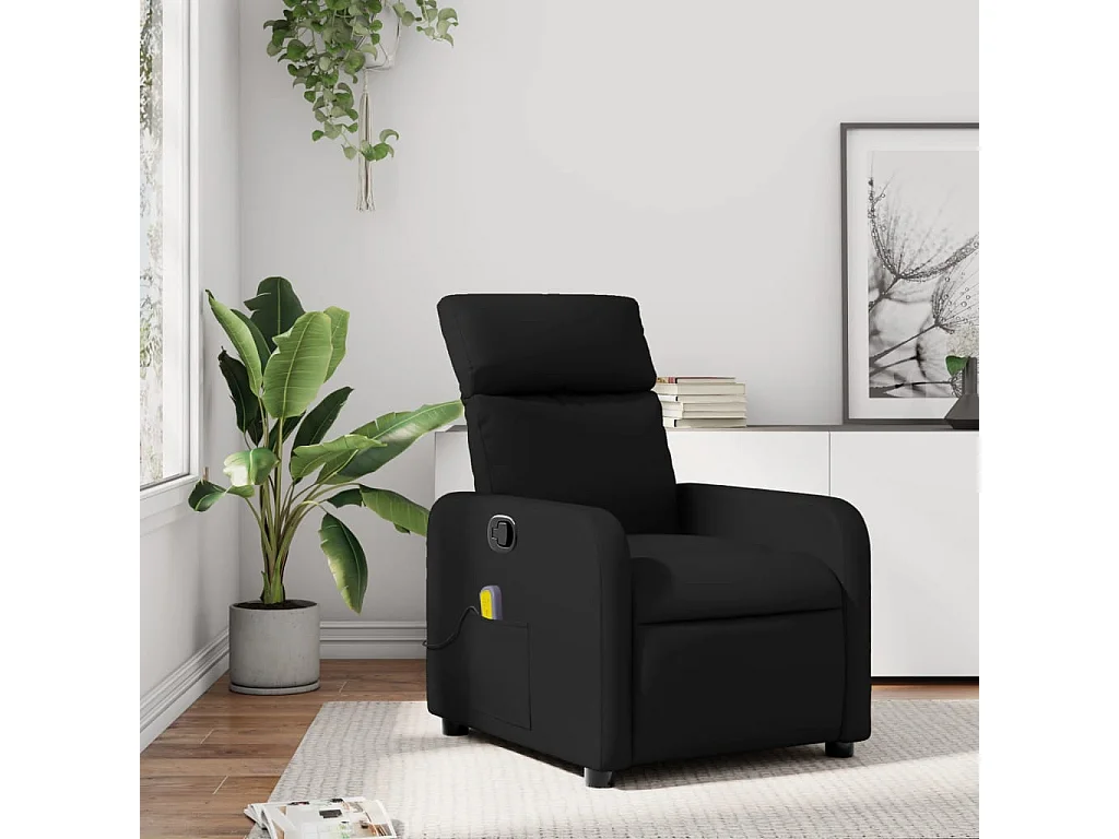 Fauteuil de massage inclinable Noir Similicuir REO56302