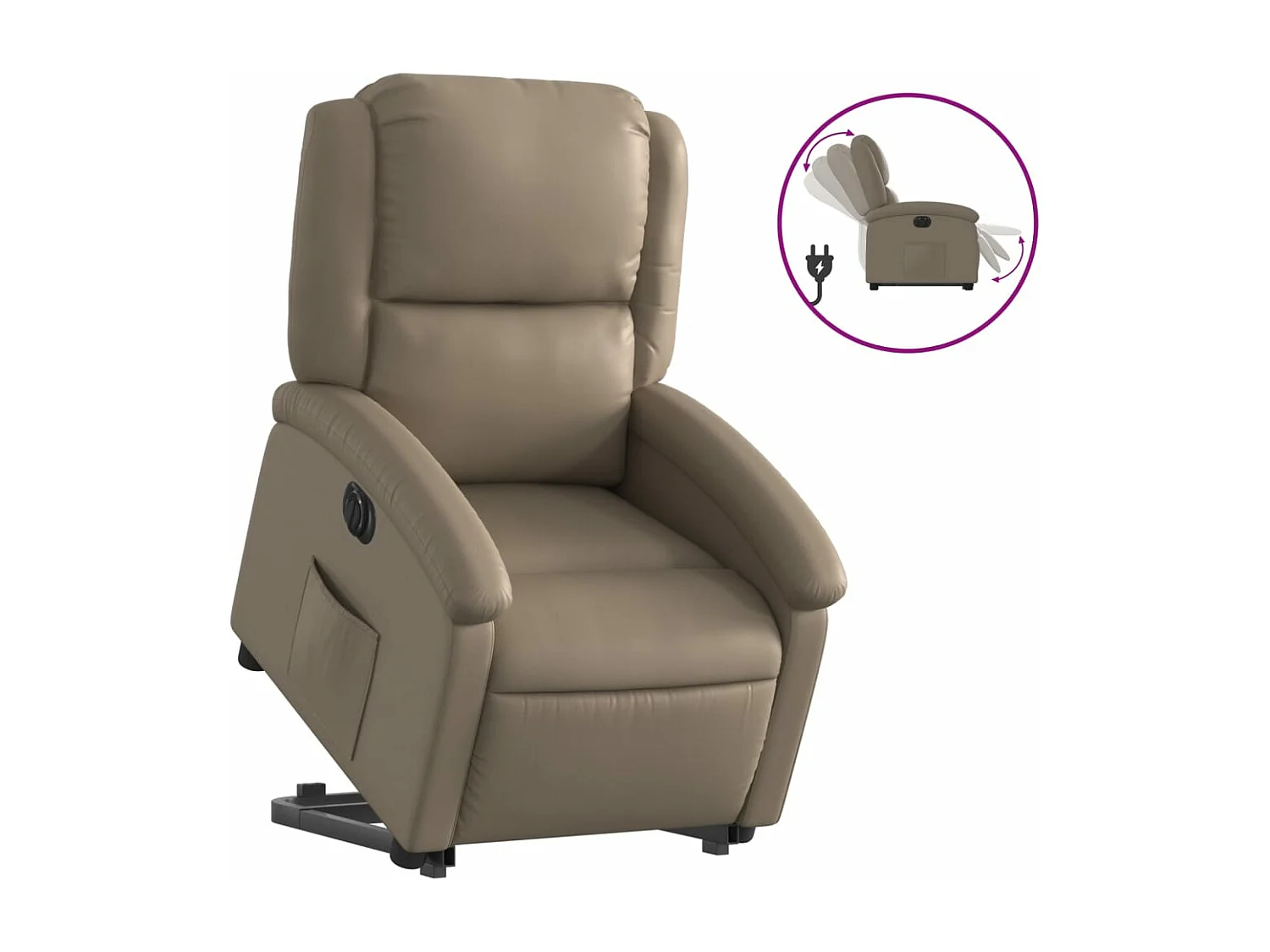 Fauteuil inclinable électrique cappuccino similicuir REO50826