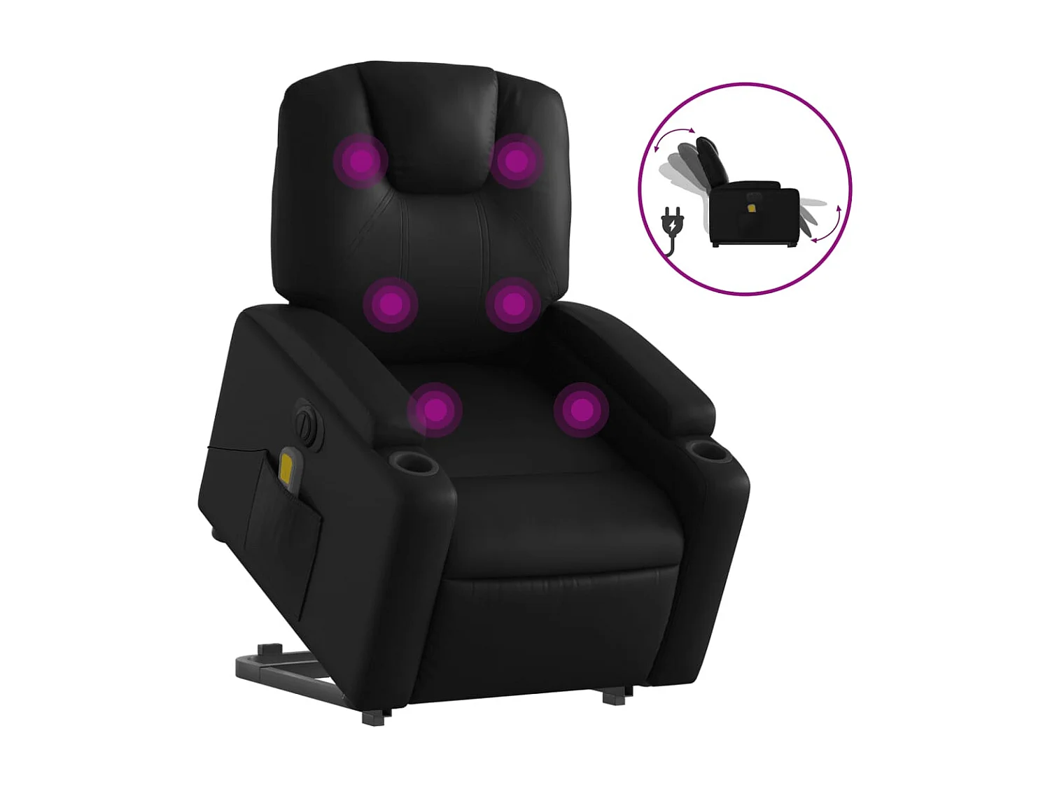 Sillón de masaje elevable eléctrico cuero sintético negro YOE47976