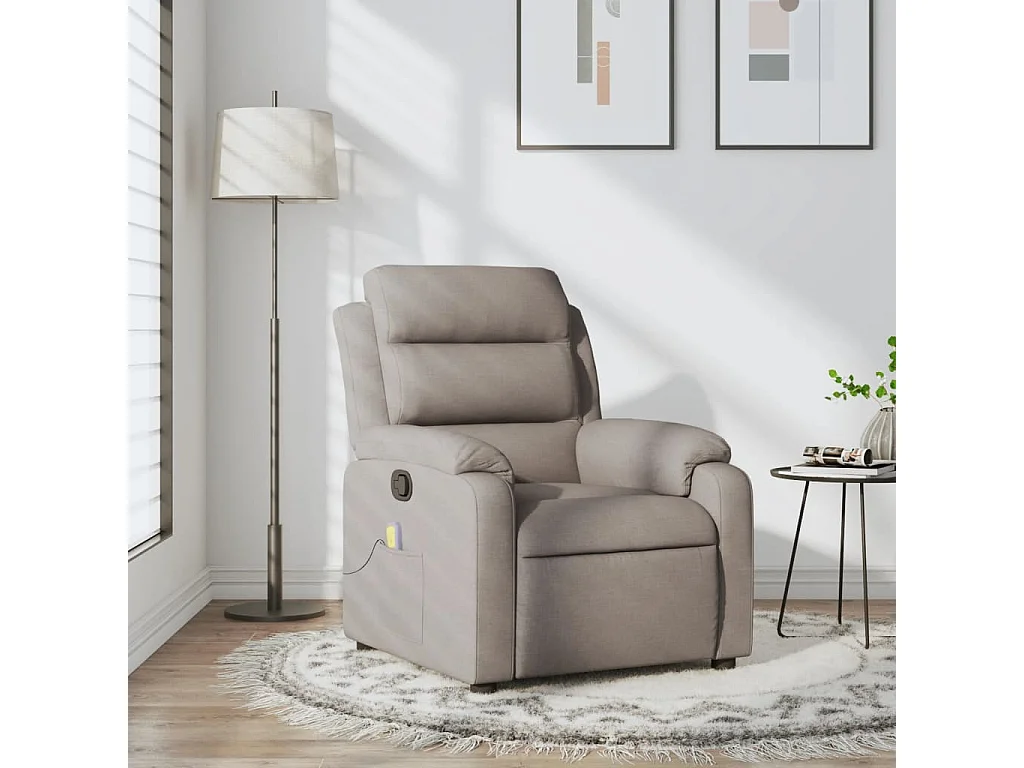 Sillón de masaje reclinable de tela gris taupé YOE62906