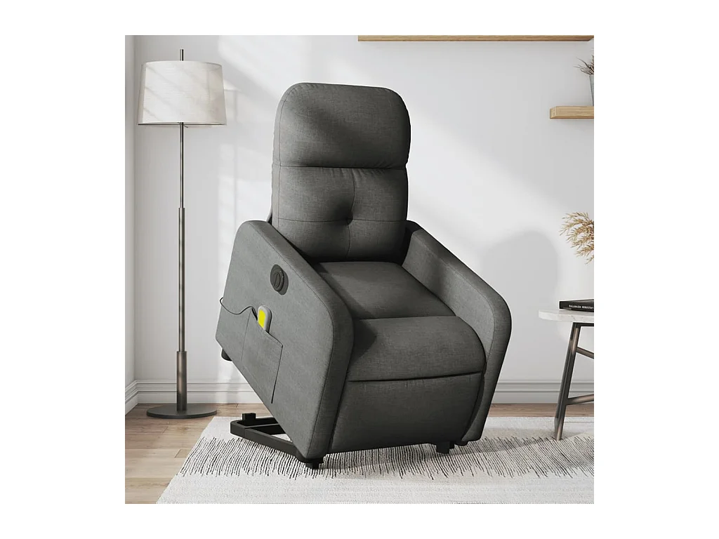 Fauteuil inclinable de massage électrique Gris foncé Tissu REO70854