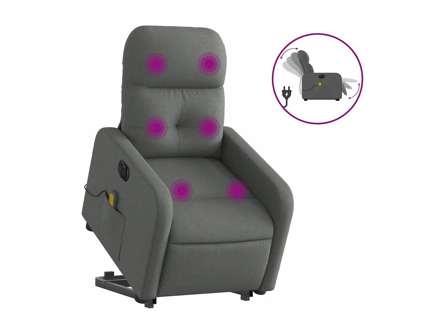 Fauteuil inclinable de massage électrique Gris foncé Tissu REO70854
