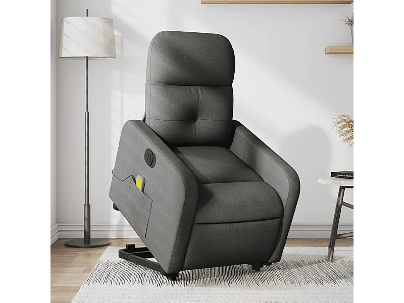 Fauteuil inclinable de massage électrique Gris foncé Tissu REO70854