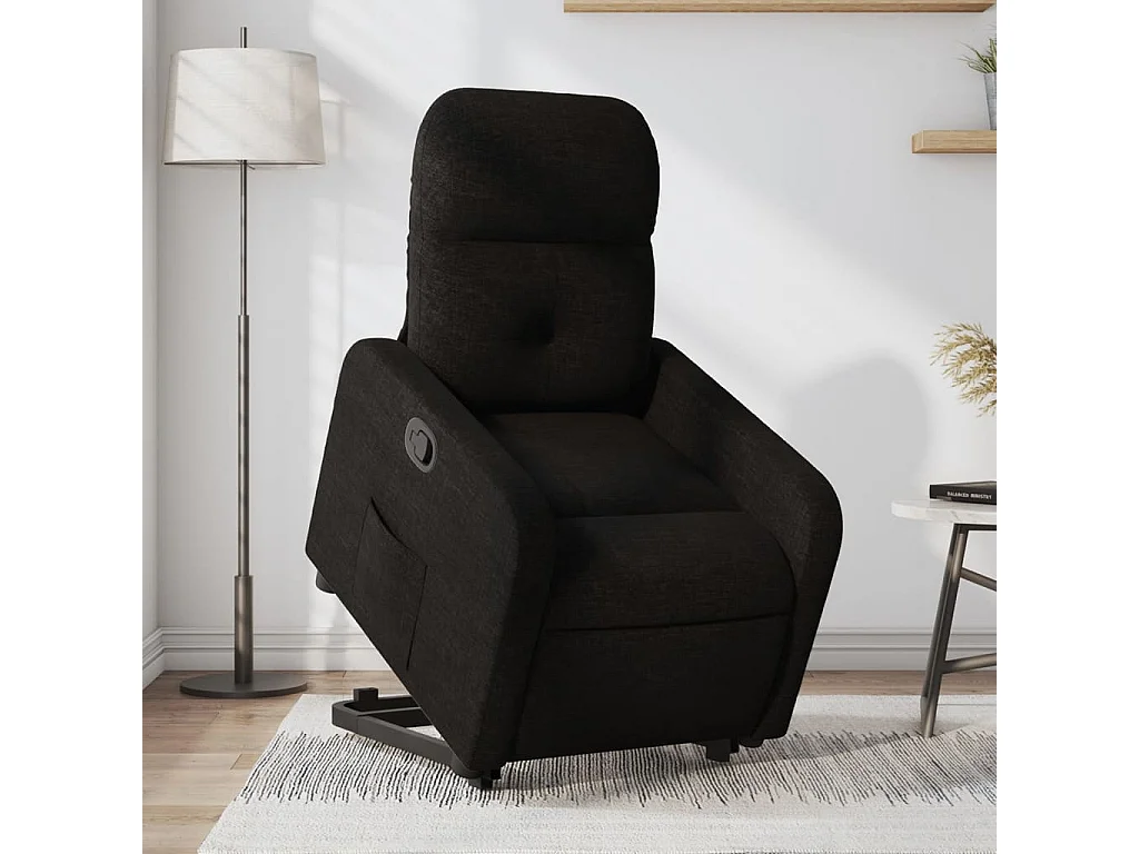 Sillón reclinable elevable tela negro YOE30306