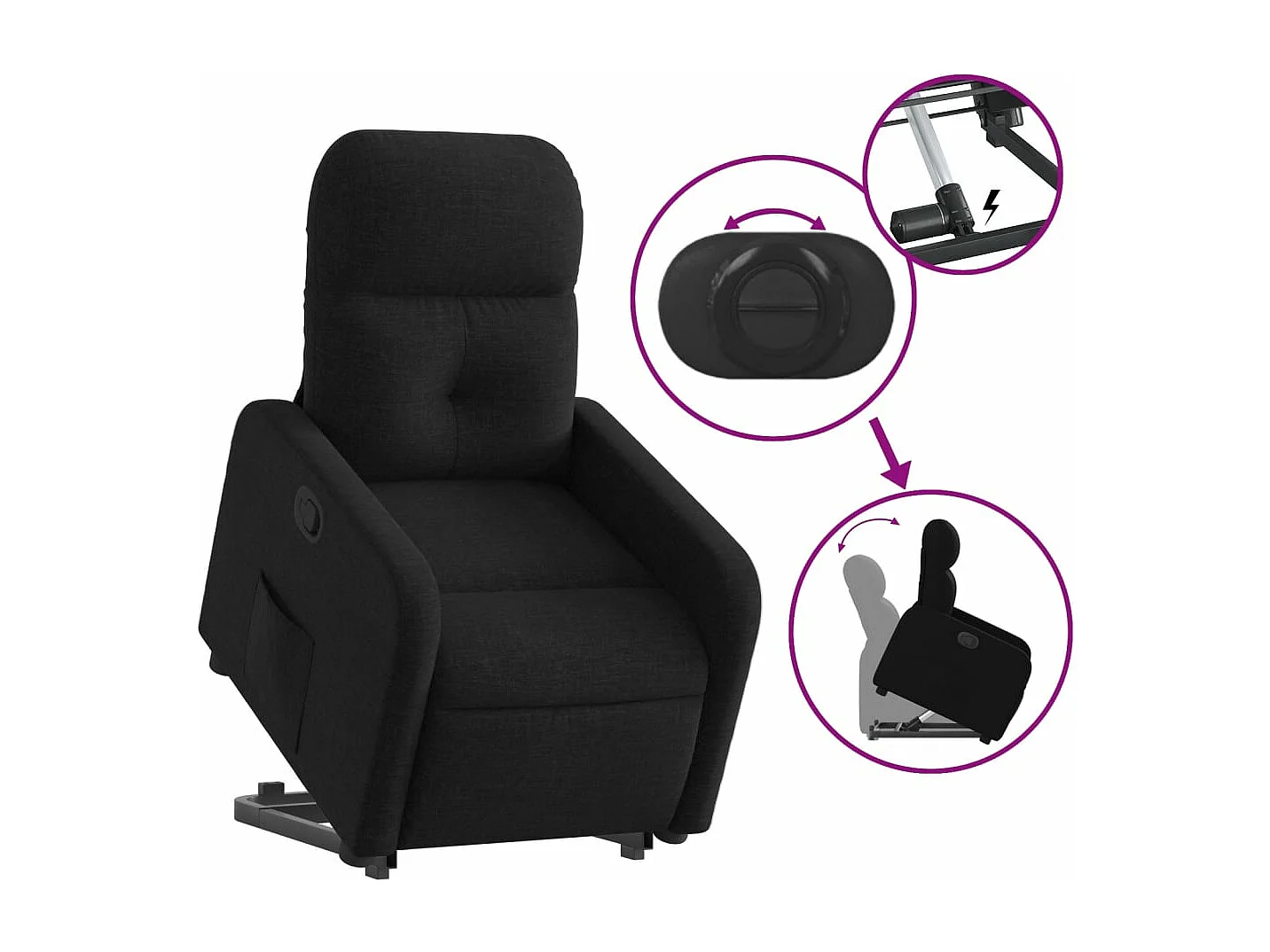 Fauteuil inclinable noir tissu REO13499