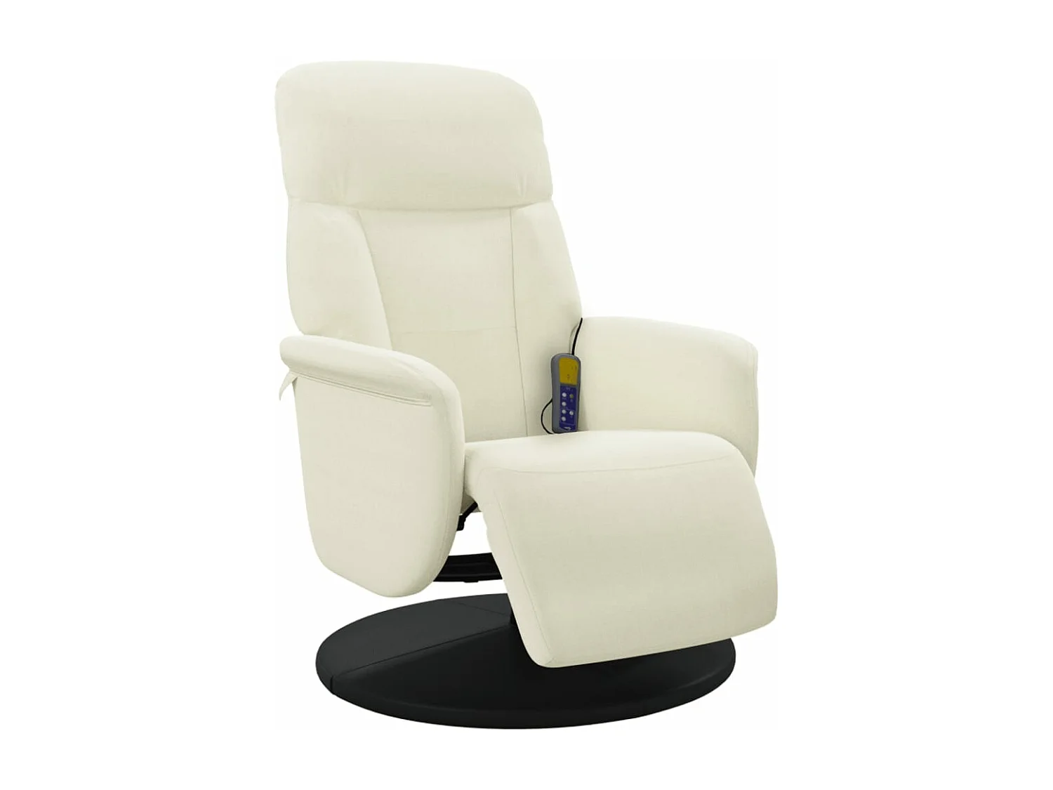 Fauteuil inclinable de massage avec repose-pieds crème velours REO45247