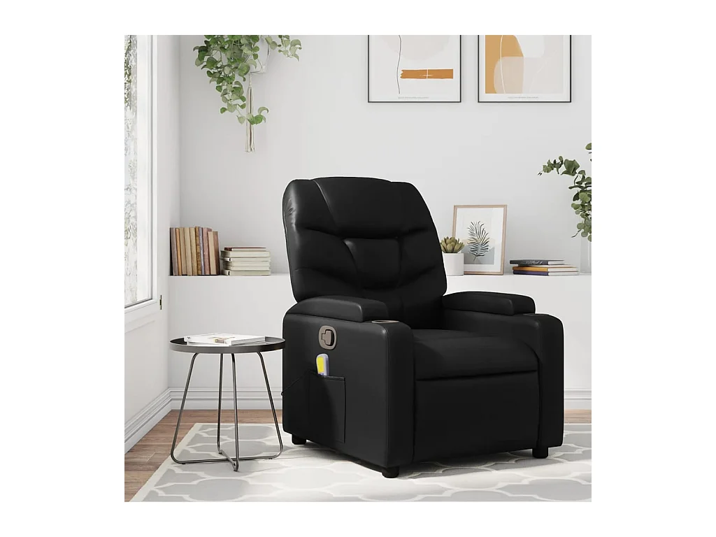 Fauteuil de massage inclinable Noir Similicuir REO58848