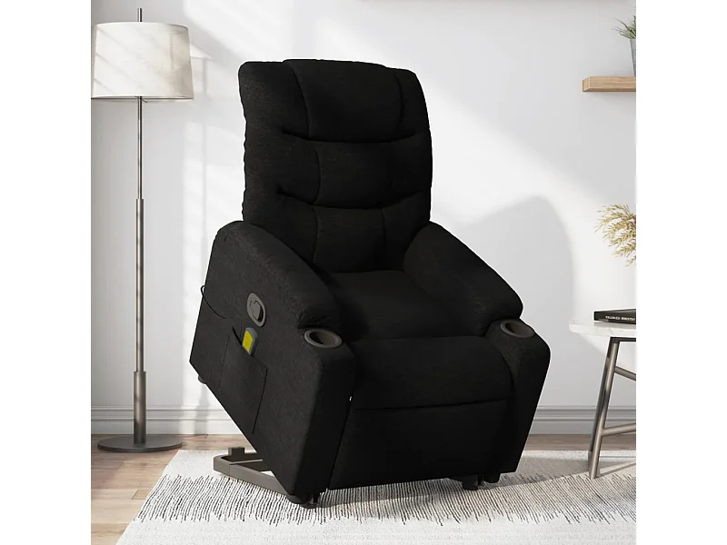 Sillón reclinable de masaje elevable tela negro YOE90696