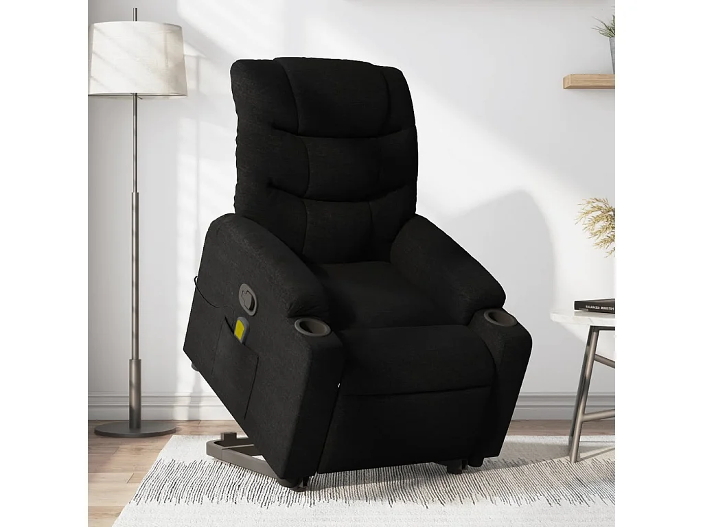 Sillón reclinable de masaje elevable tela negro YOE90696