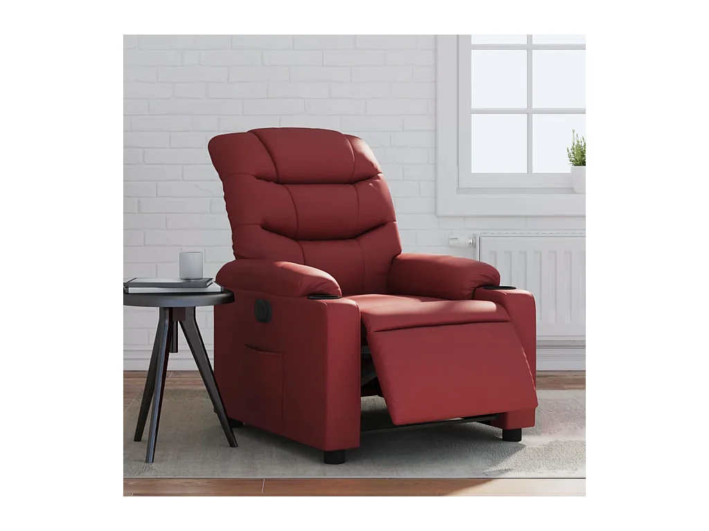 Fauteuil inclinable électrique Rouge bordeaux Similicuir REO22856