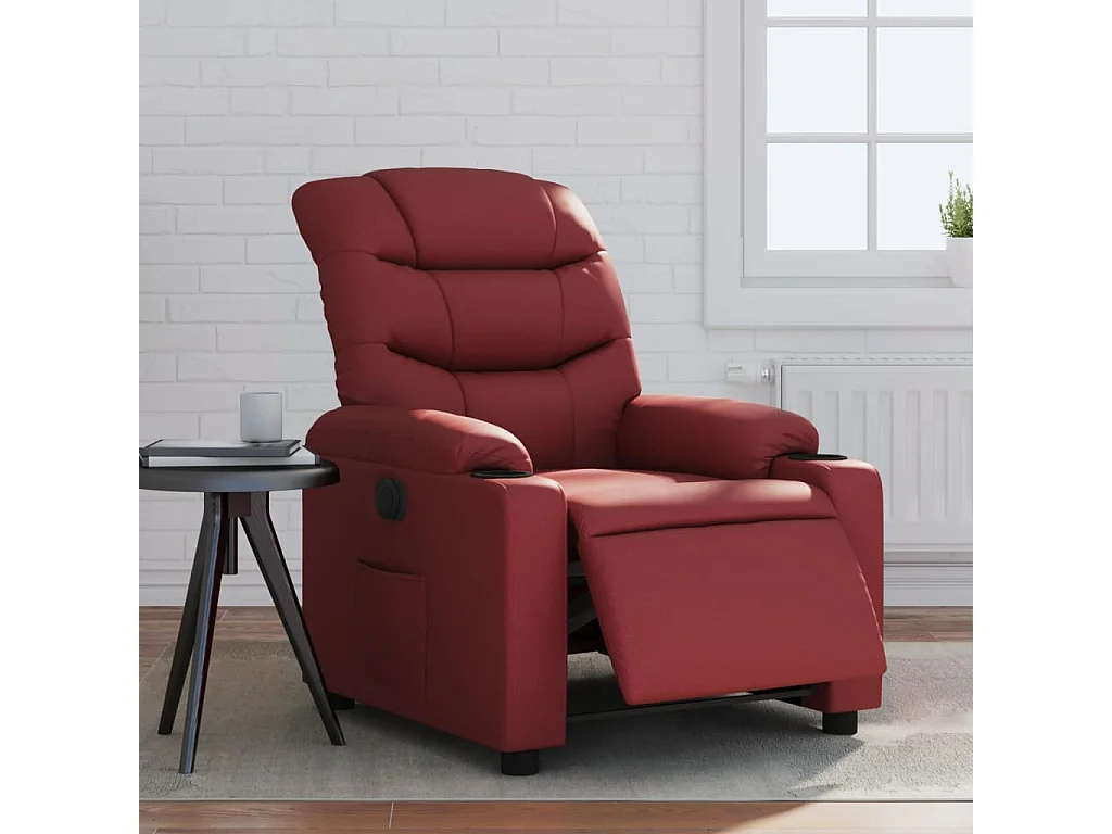 Sillón reclinable eléctrico de cuero sintético rojo tinto YOE69351