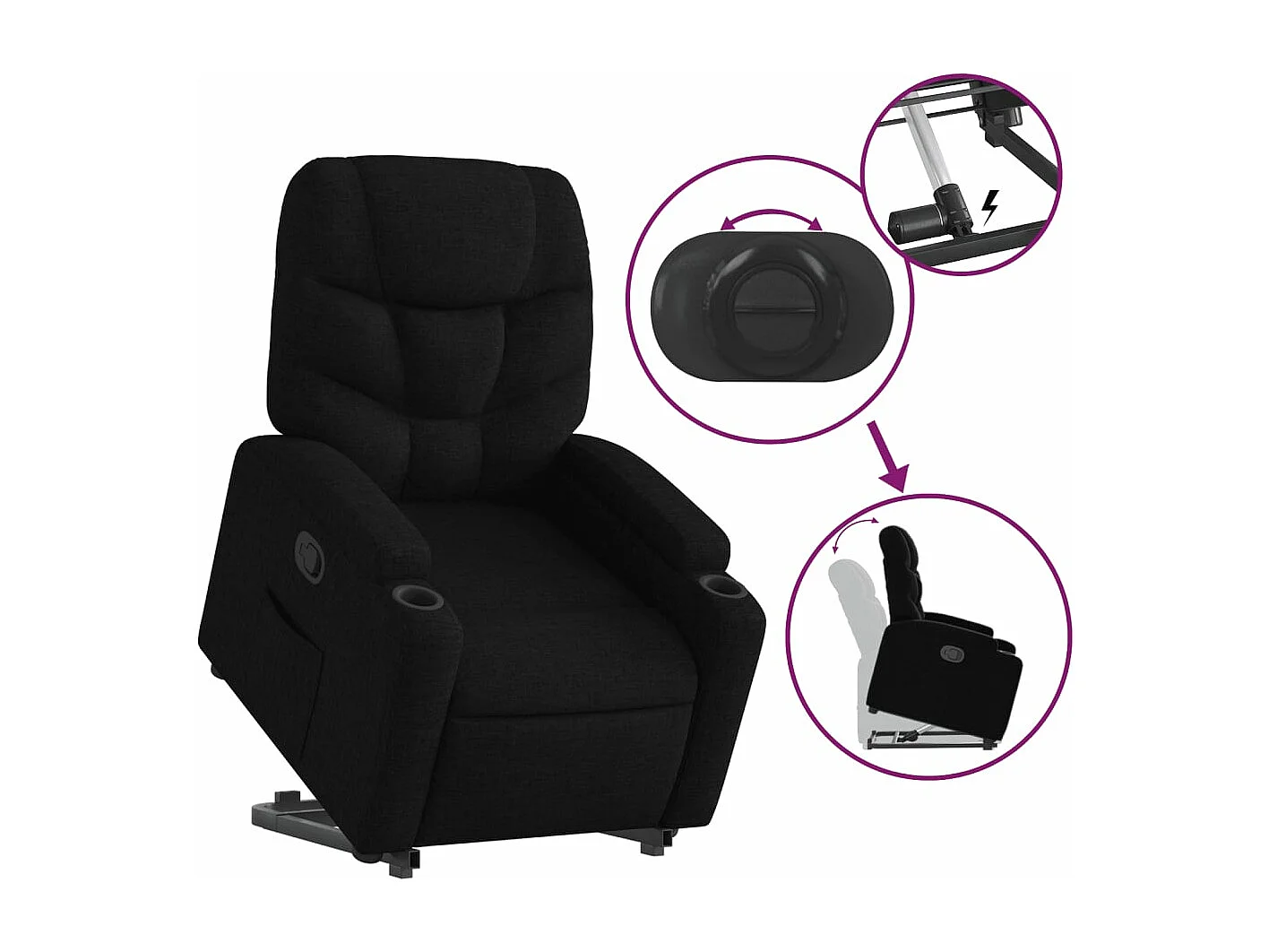 Fauteuil inclinable noir tissu REO86487