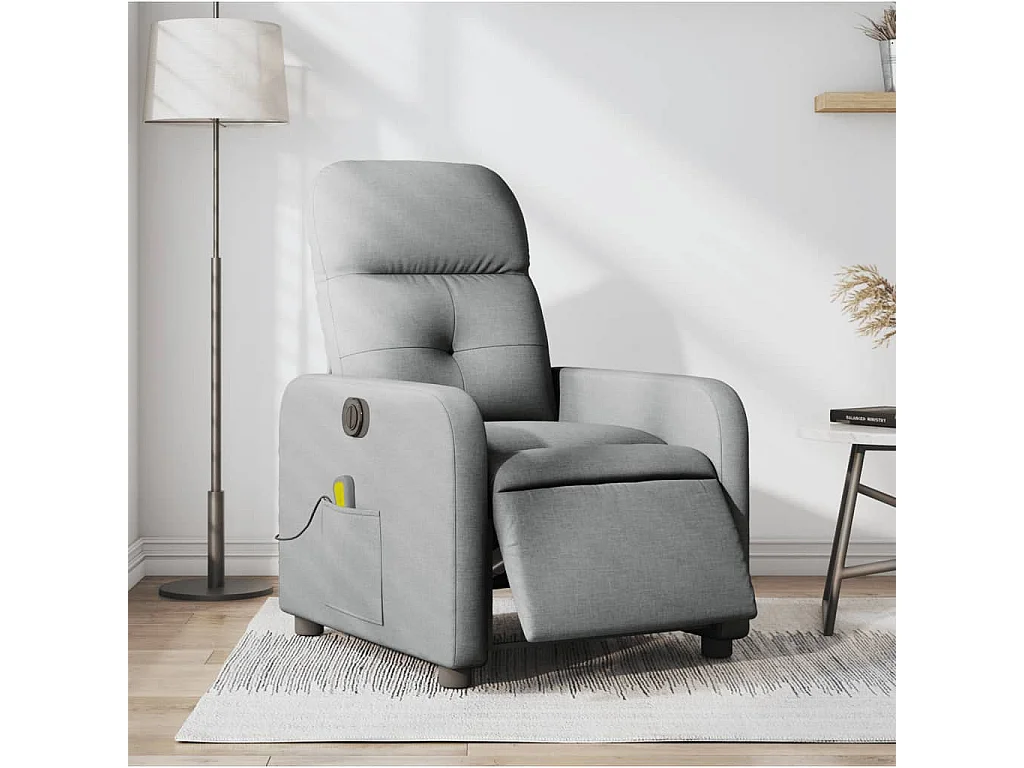 Sillón reclinable de masaje eléctrico tela gris claro YOE95050