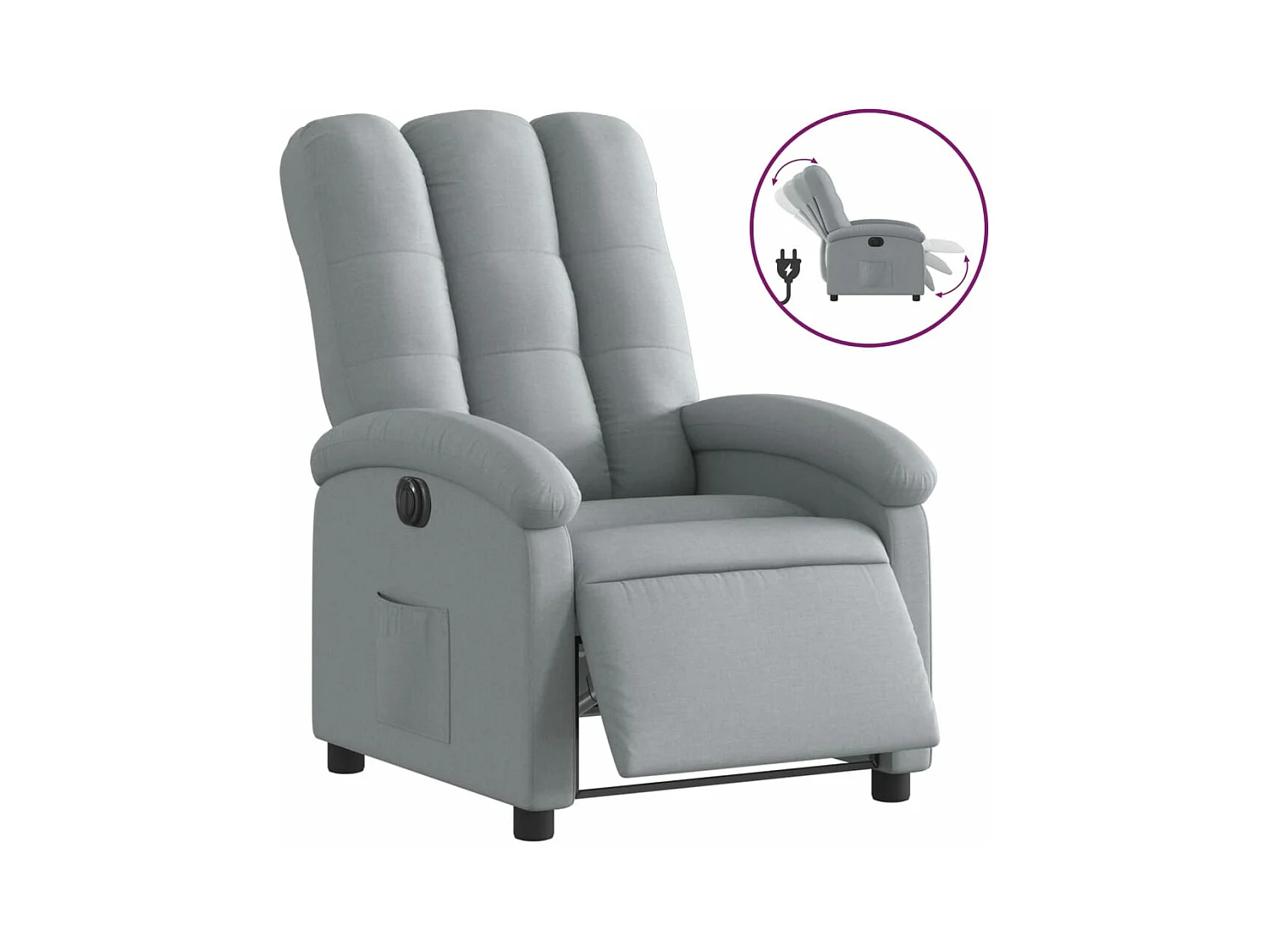 Fauteuil inclinable électrique Gris clair Tissu REO52162