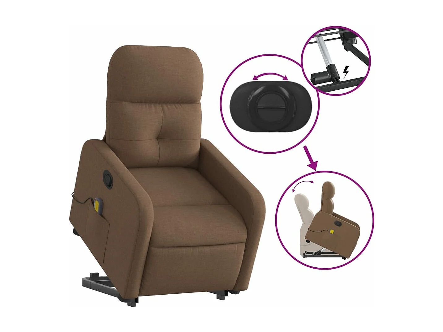 Fauteuil de massage inclinable Marron Tissu REO90457