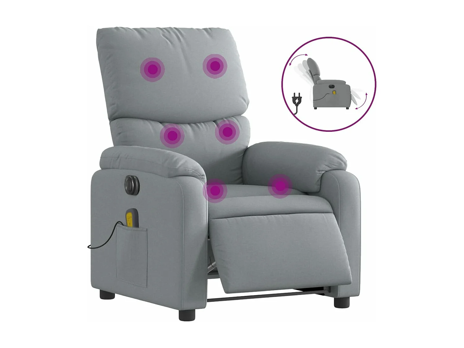 Sillón reclinable de masaje eléctrico tela gris claro YOE92923