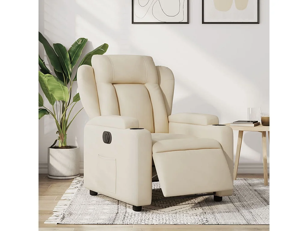 Fauteuil inclinable électrique Crème Tissu REO40082