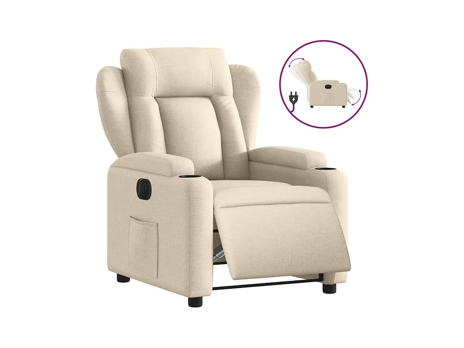 Fauteuil inclinable électrique Crème Tissu REO40082
