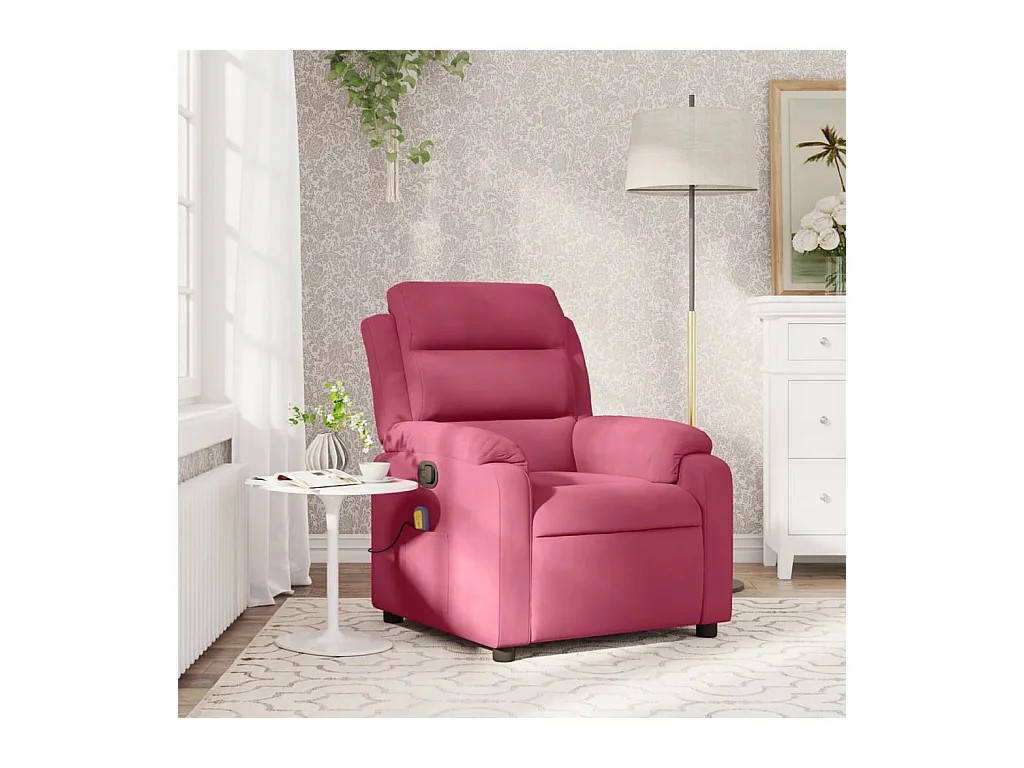 Fauteuil de massage inclinable rouge bordeaux velours REO50160