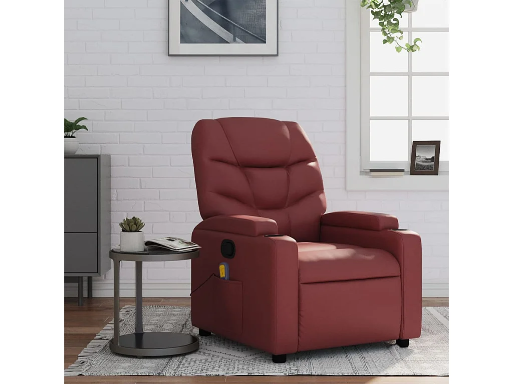 Sillón de masaje reclinable cuero sintético rojo tinto YOE43499