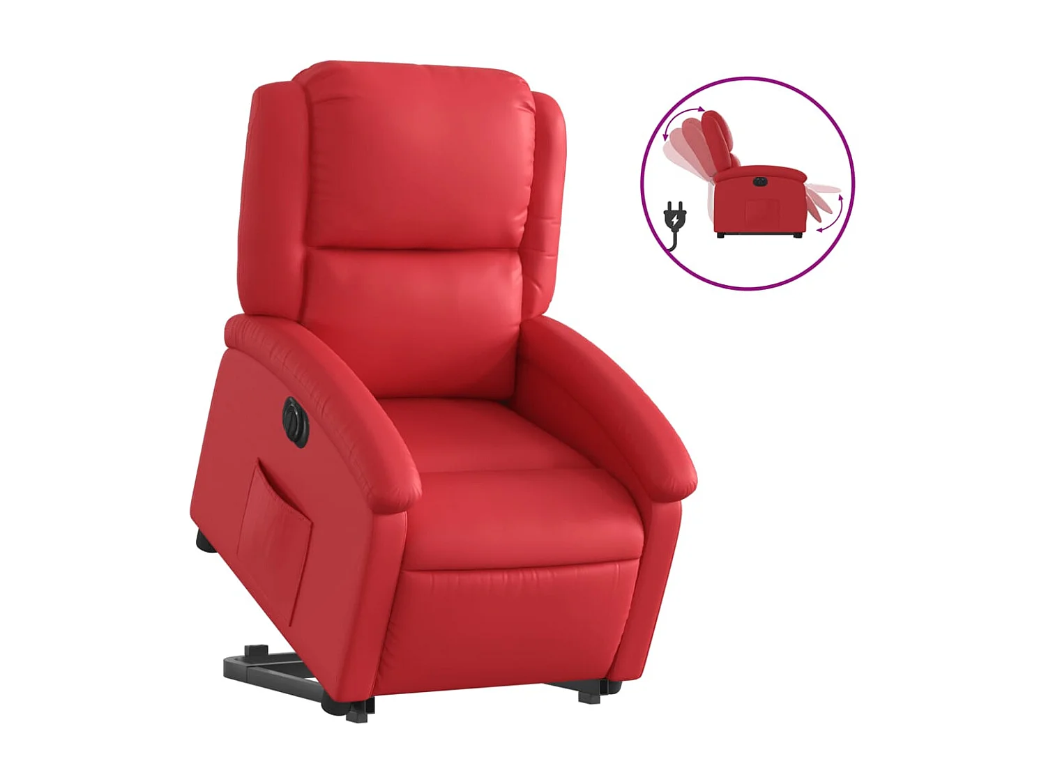 Fauteuil inclinable électrique rouge similicuir REO40054