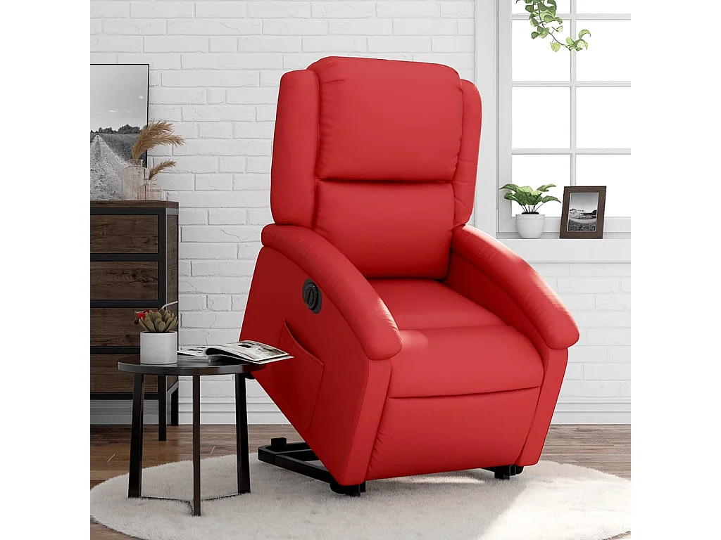Sillón elevable eléctrico cuero artificial rojo YOE18167