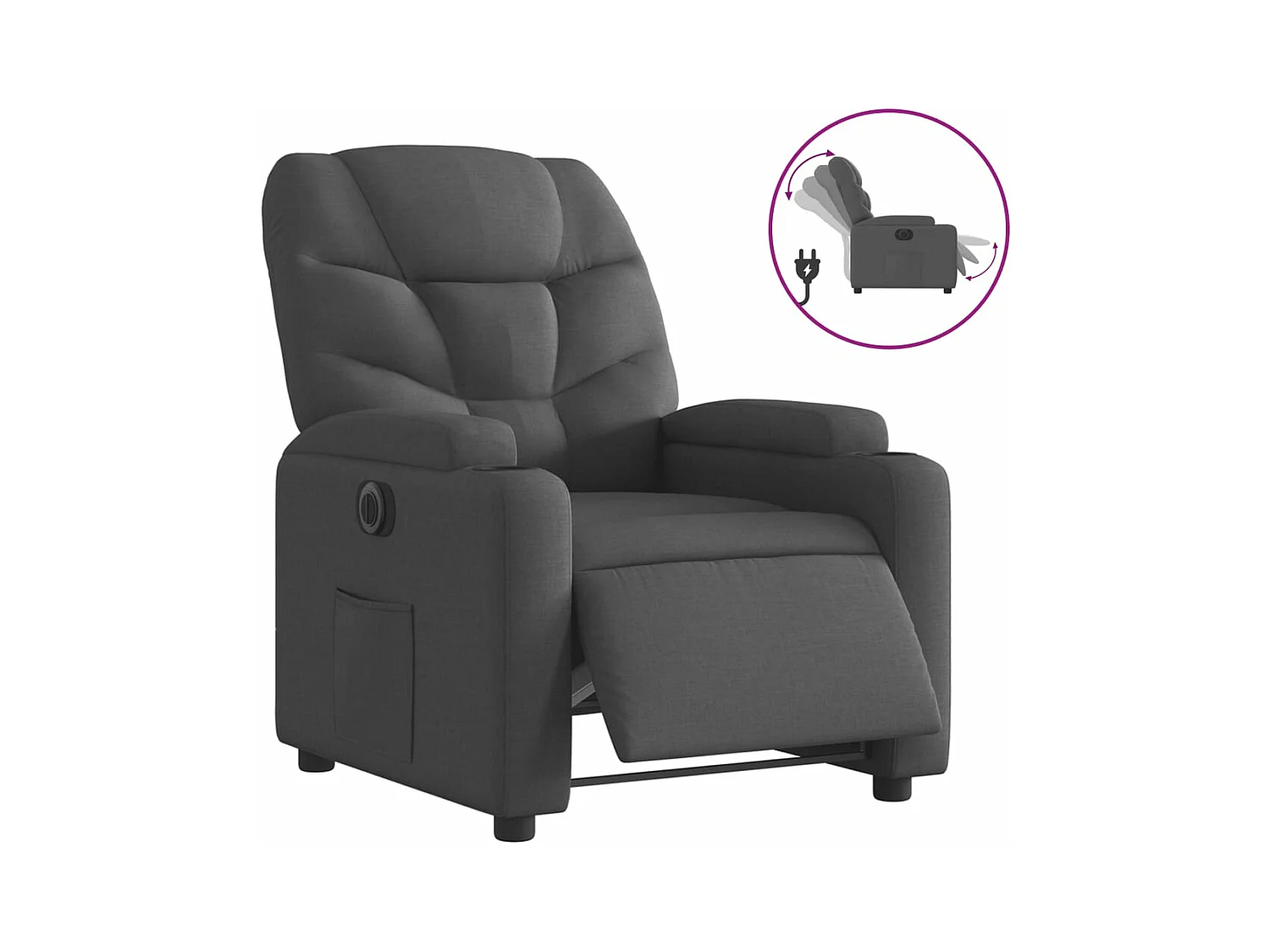 Fauteuil inclinable électrique Gris foncé Tissu REO66121
