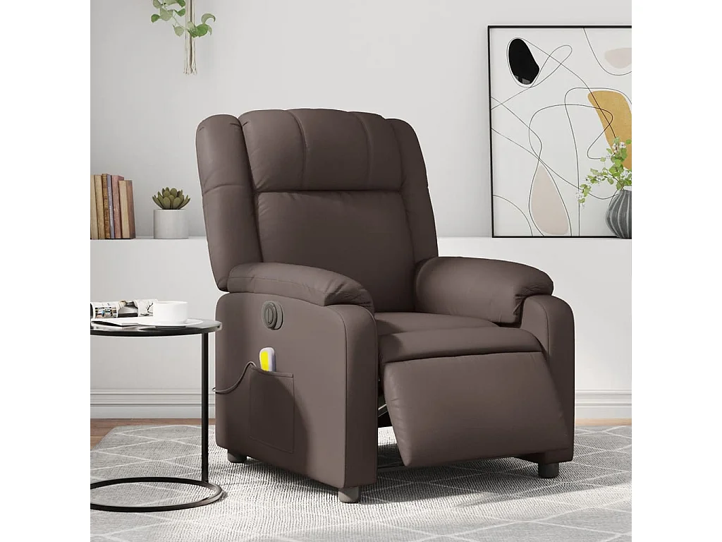 Fauteuil de massage inclinable électrique marron similicuir REO50099