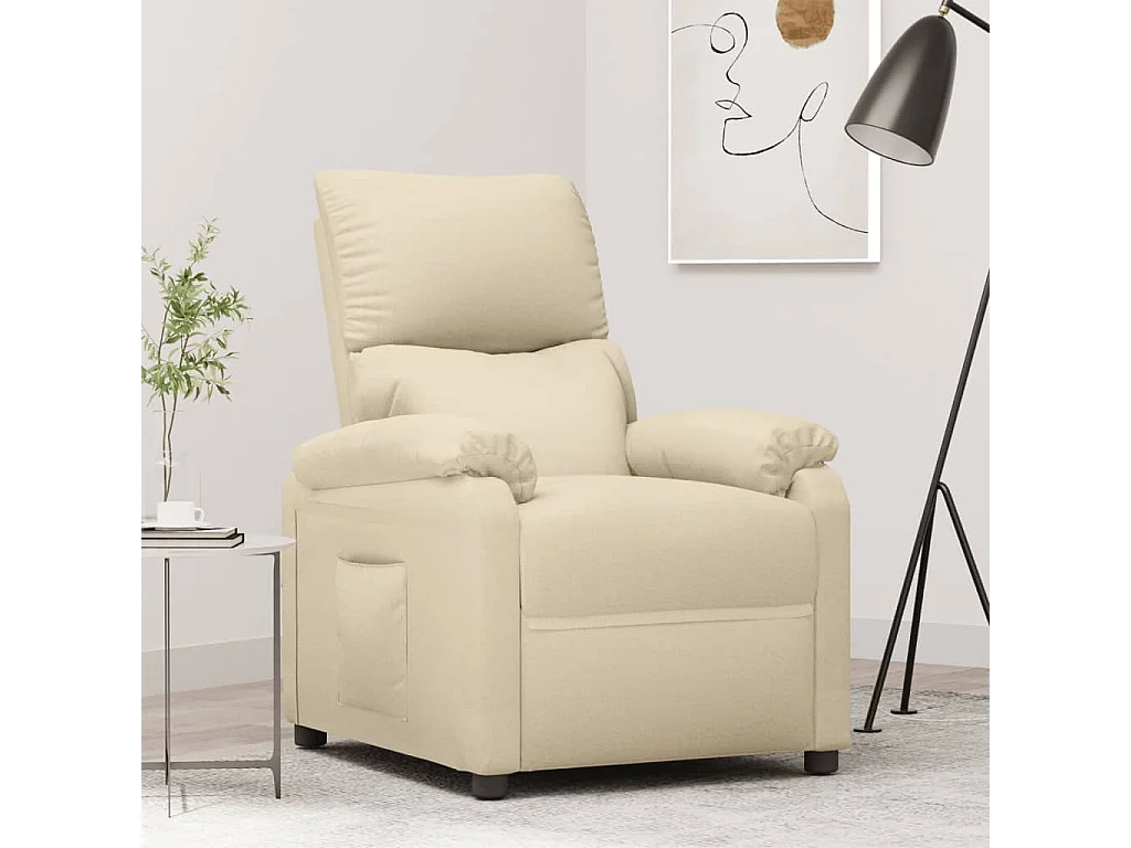 Poltrona reclinável tecido cor creme PT594637