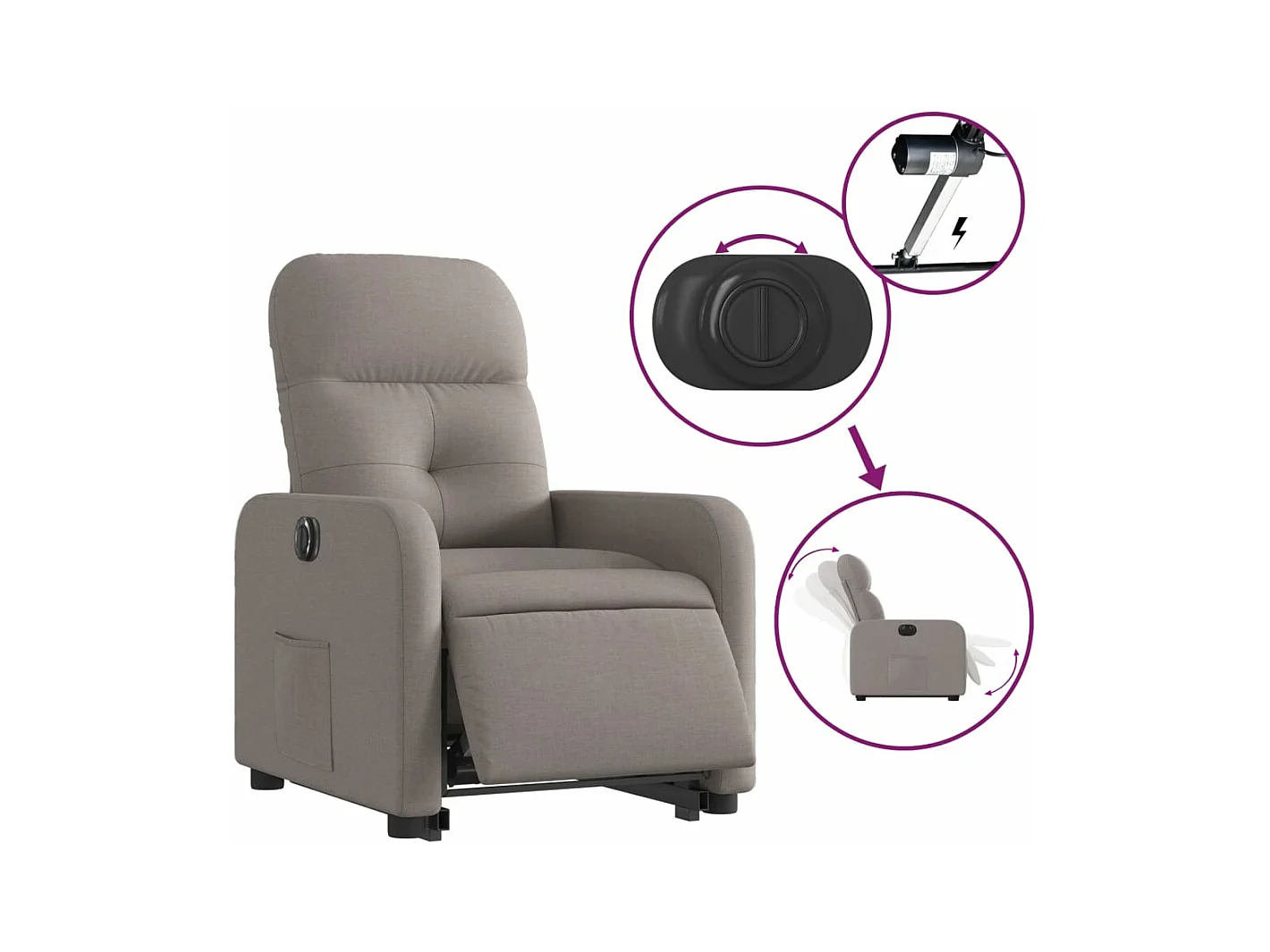 Relaxsessel | Fernsehsessel mit Aufstehhilfe Elektrisch Taupe Stoff -gkd89342