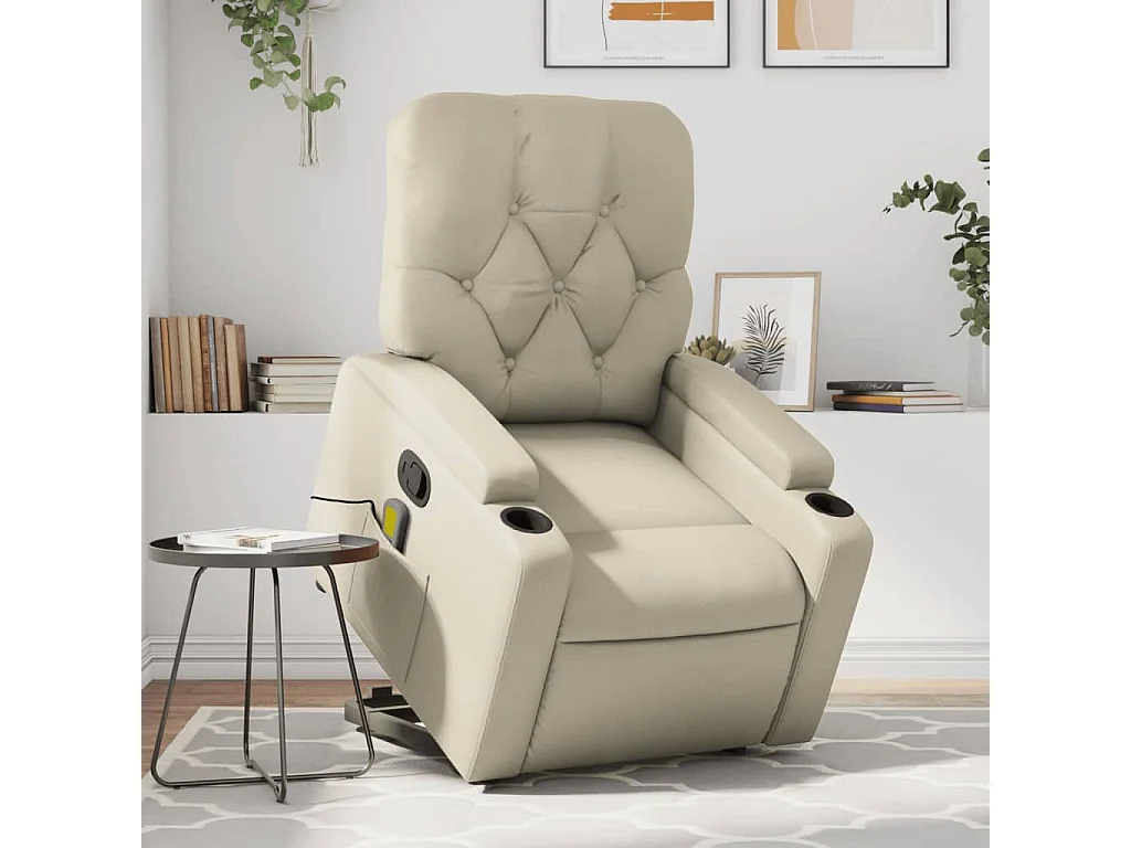 Sillón reclinable de masaje de pie cuero artificial color crema YOE20708