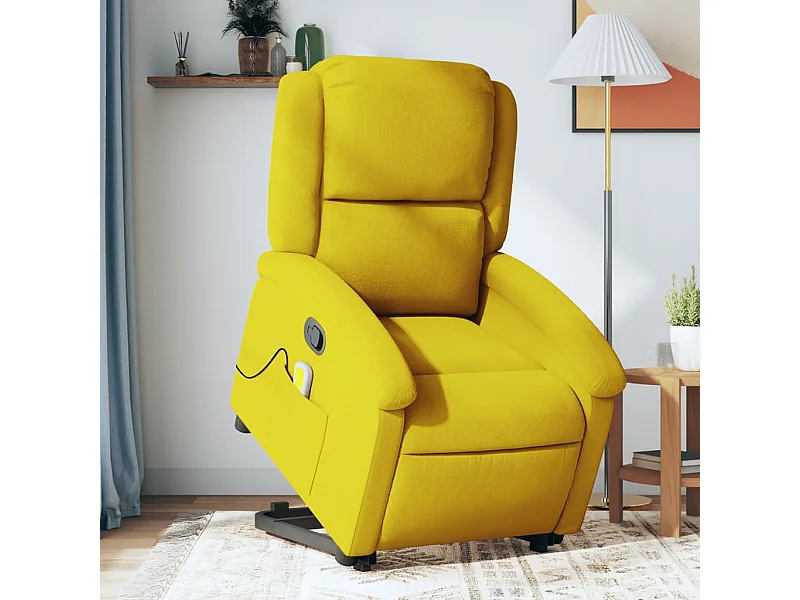 Sillón reclinable de masaje elevable terciopelo amarillo YOE36415