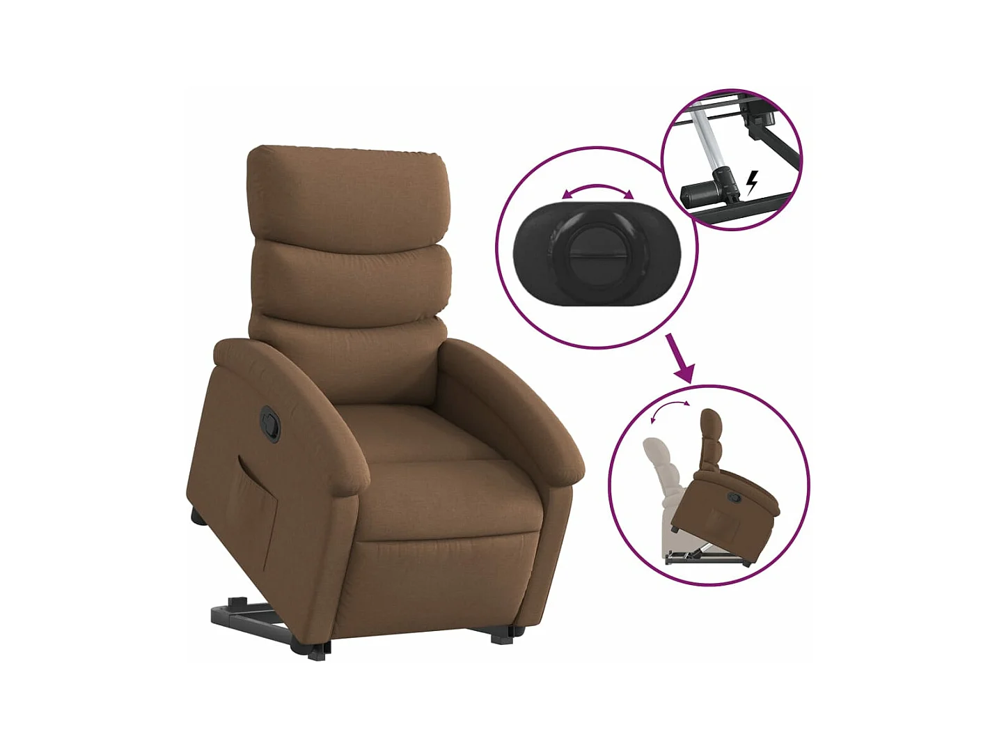 Relaxsessel | Fernsehsessel mit Aufstehhilfe Braun Stoff -gkd845246