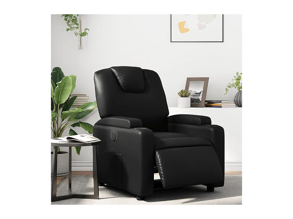 Fauteuil inclinable électrique Noir Similicuir REO18032