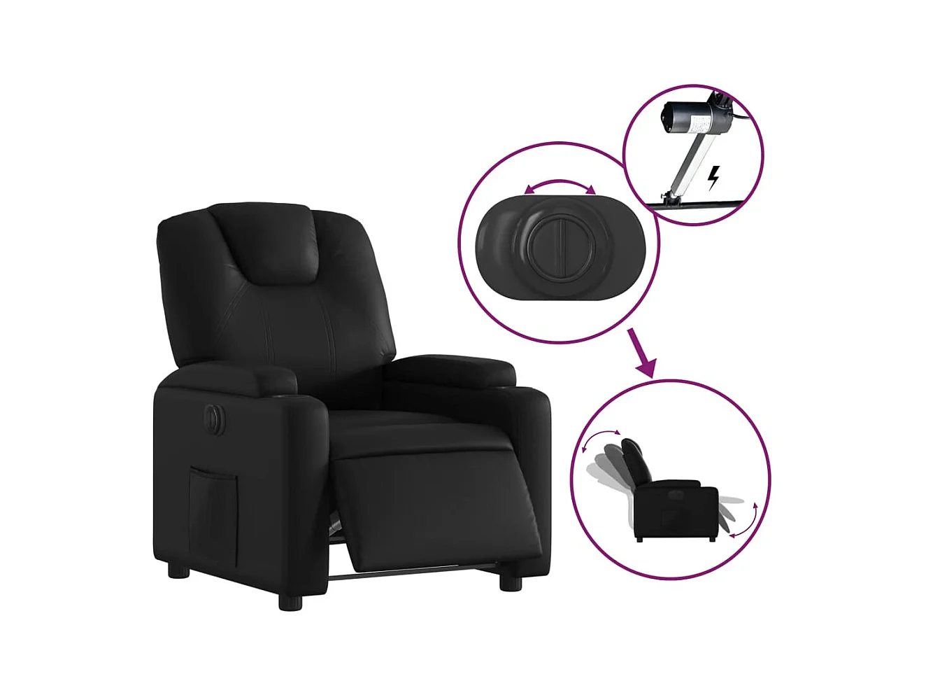 Relaxsessel Elektrisch | Fernsehsessel Schwarz Kunstleder -gkd763282
