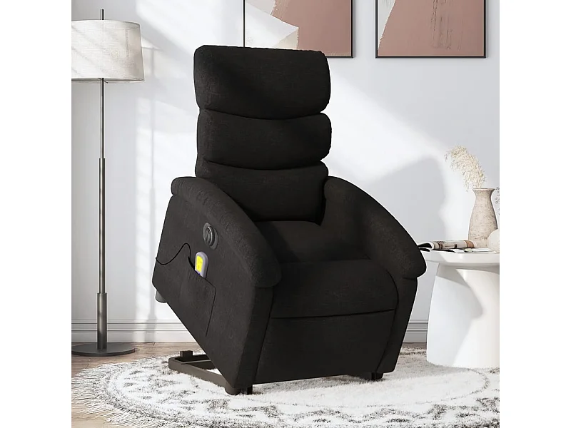 Fauteuil inclinable de massage électrique Noir Tissu REO94836