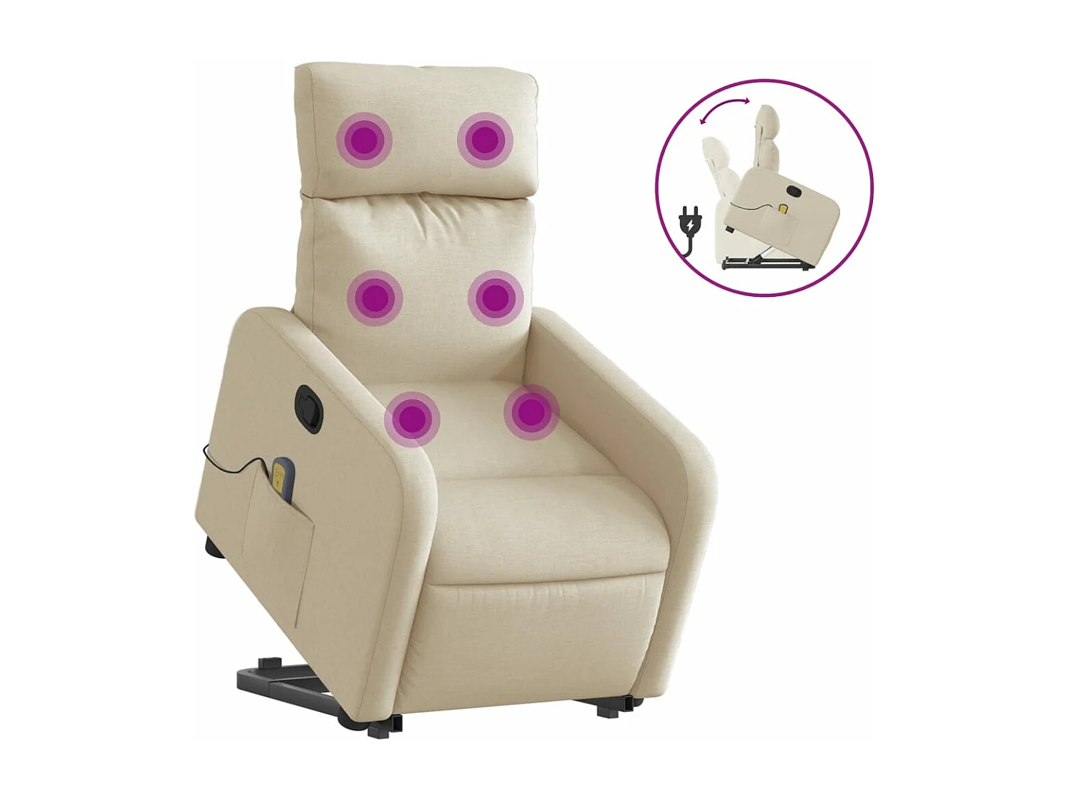 Fauteuil inclinable de massage Crème Tissu REO23732