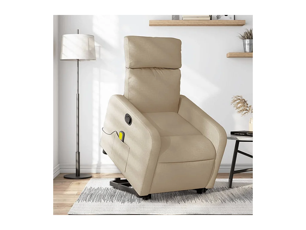 Silla de masaje reclinable de pie de tela color crema YOE31582
