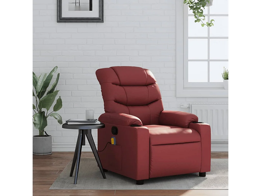 Fauteuil de massage inclinable Rouge bordeaux Similicuir REO74246