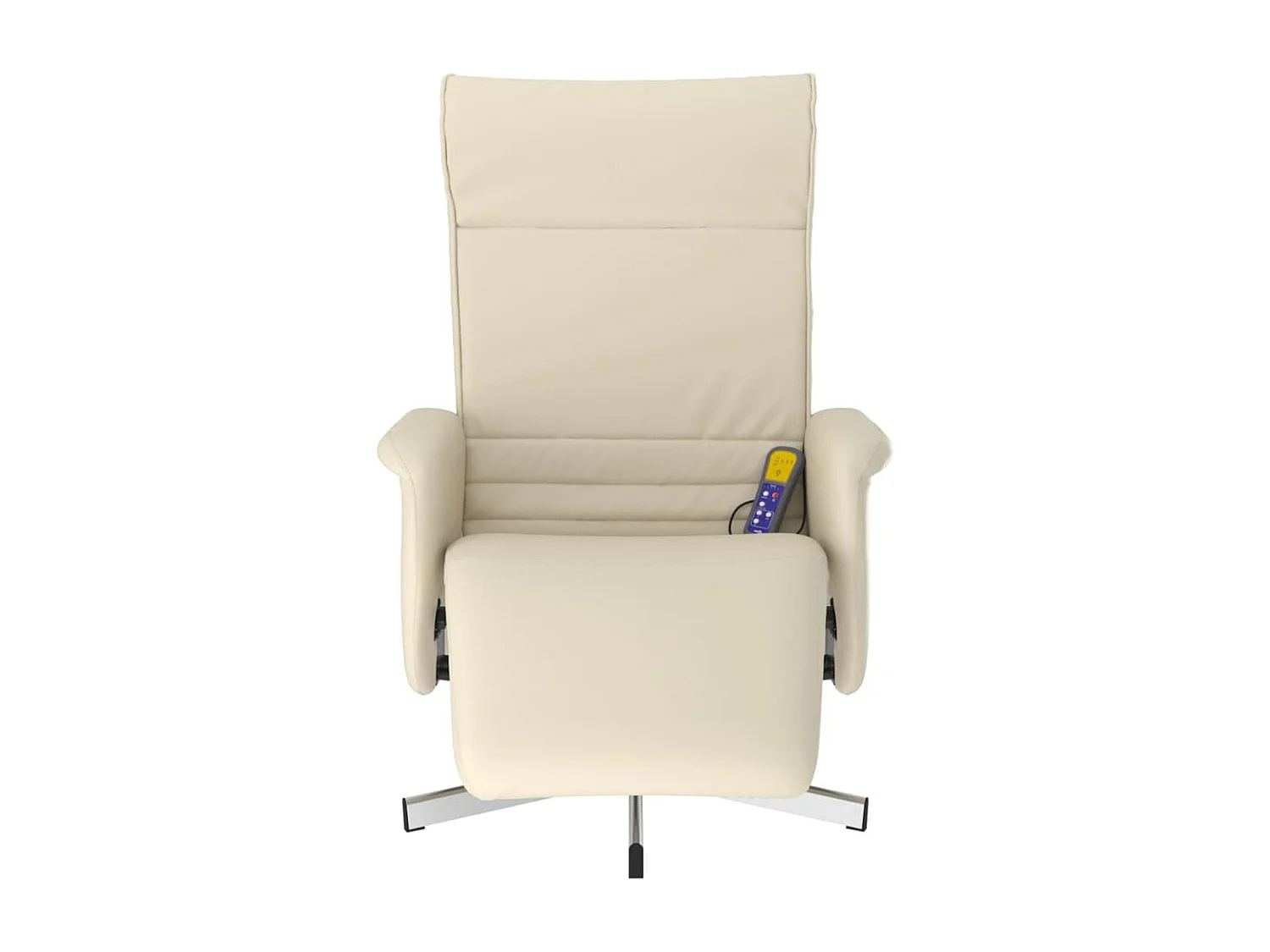 Fauteuil inclinable de massage et repose-pieds crème similicuir REO41071